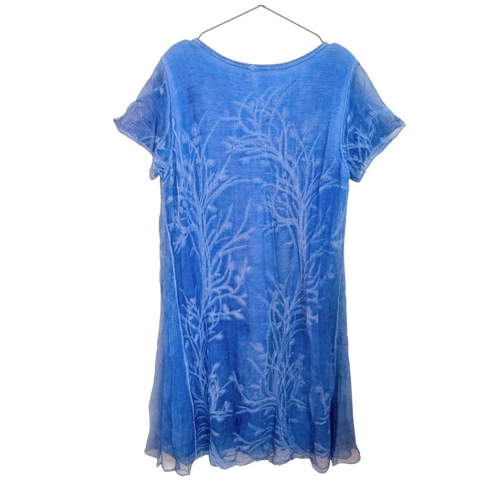 Soft Surroundings Silk Floral Embroidered Midi Dress Women's Size Large Boho - Picture 2 of 7